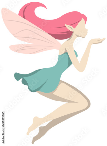 Sprite Fairy Blowing Pixie  Illustration.