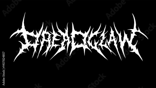 Dreadclaw, Vector typography in symmetrical and intense dark metal font style for t-shirt print apparel, sticker, poster, metal band logo and more
