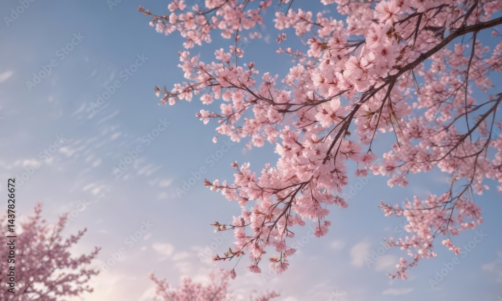 Delicate pink sakura petals drift on a soft pastel sky , spring, graceful, soft focus Delicate pink sakura petals drift on a soft pastel sky , spring, graceful, soft focus
