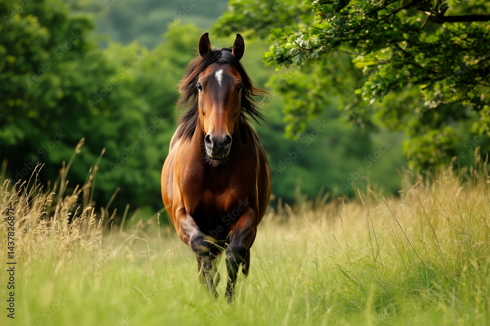 Fototapeta premium Horse Galloping in a Field