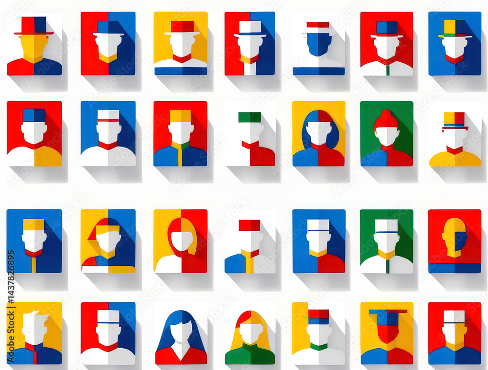 set of icons of avatars, group of people in cartoon, comics of persons set of icons of avatars, group of people in cartoon, comics of persons
