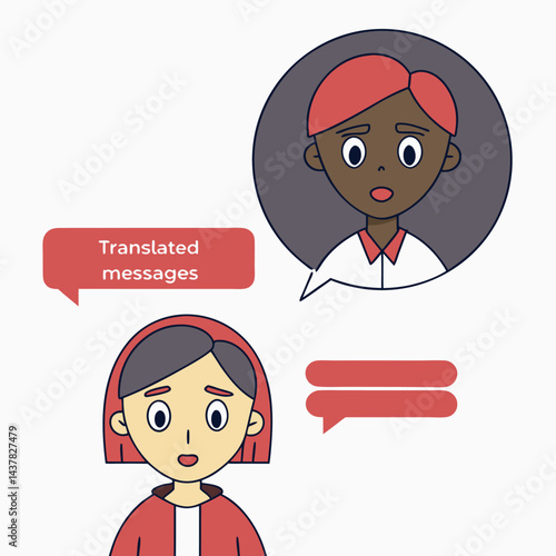 Two Women Translating Messages Online Communication