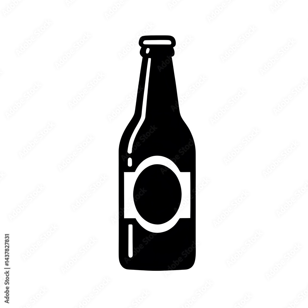 Clean black silhouette illustration of a bottled beer Clean black silhouette illustration of a bottled beer