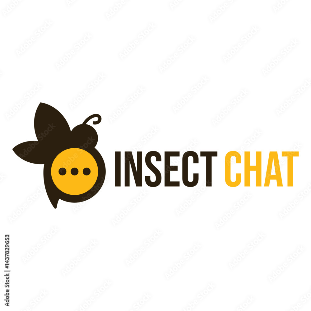 bee insect forum chat flat minimalist logo design bee insect forum chat flat minimalist logo design