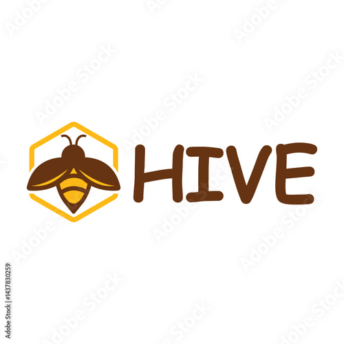 bee hive flat minimalist logo design