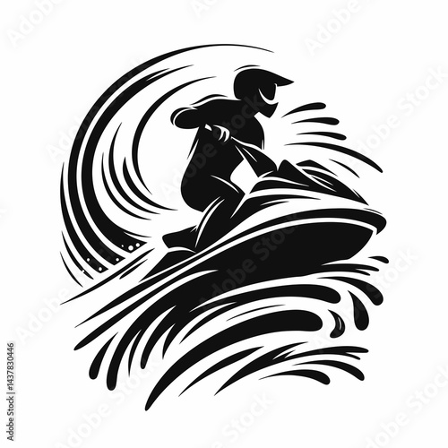 Jet Ski Rider Enjoying Waves in Dynamic Action Pose  