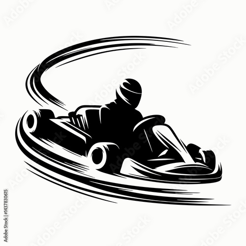Kart Racing Driver Drifting in a Go-Kart on a Racing Track  