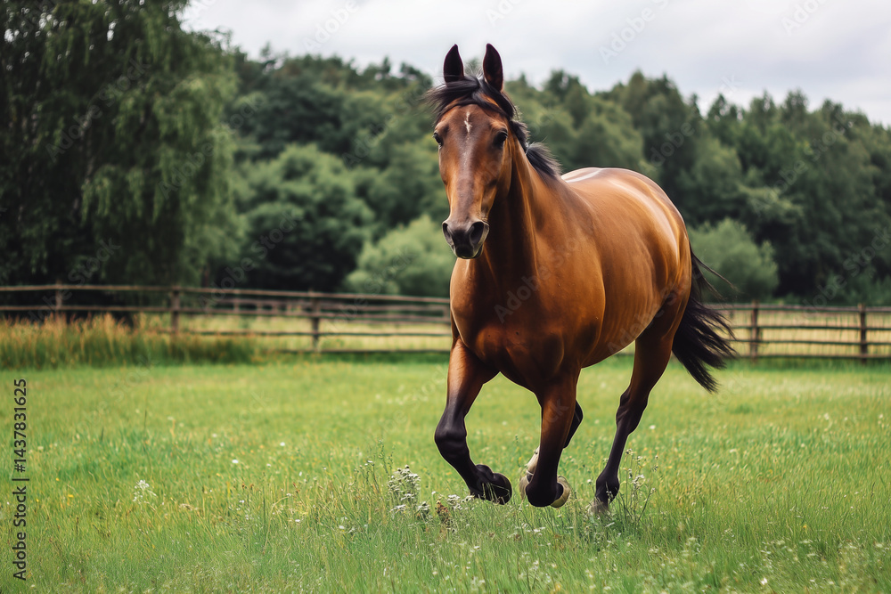 Fototapeta premium Horse Running in Open Field