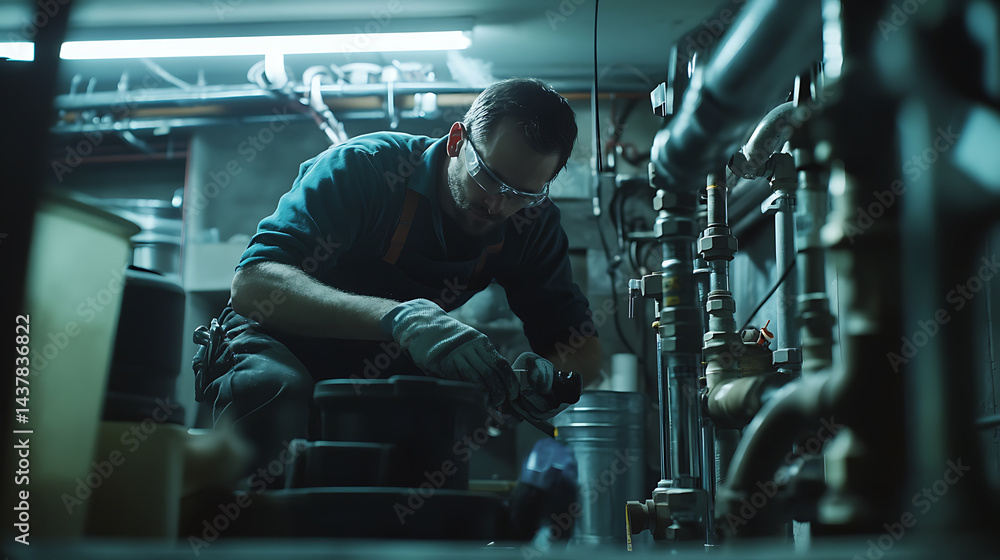 Maintenance Worker in Industrial Setting Maintenance Worker in Industrial Setting
