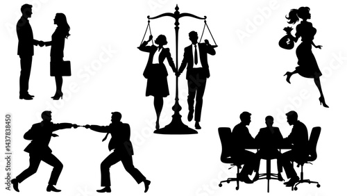 Stylish silhouette set of work