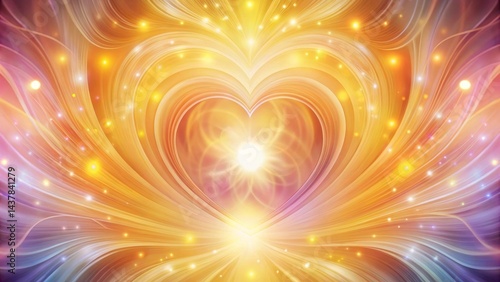 Golden Heart Energy Flow Abstract Illumination Radiating Love and Warmth