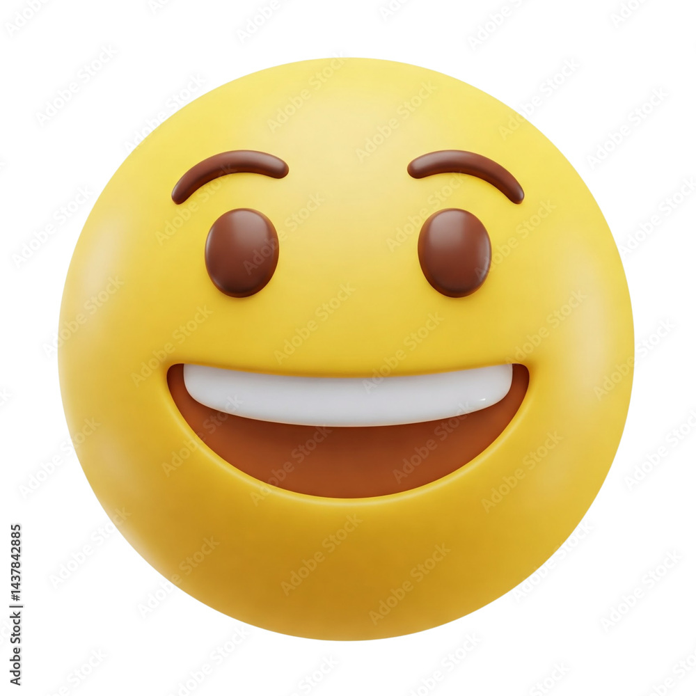 Fototapeta premium Yellow Smiley Face Emoji with Open Mouth - emoji isolated transparent background 