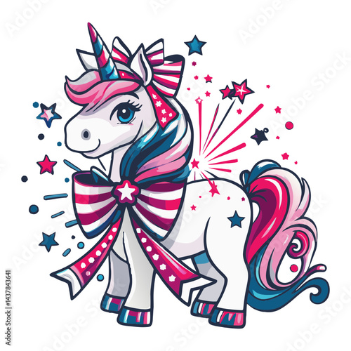 4th of July a Unicorn vector art