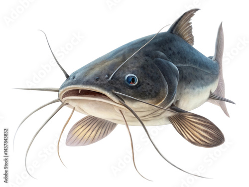 Obraz na płótnie 1 large black catfish isolated on a white background.