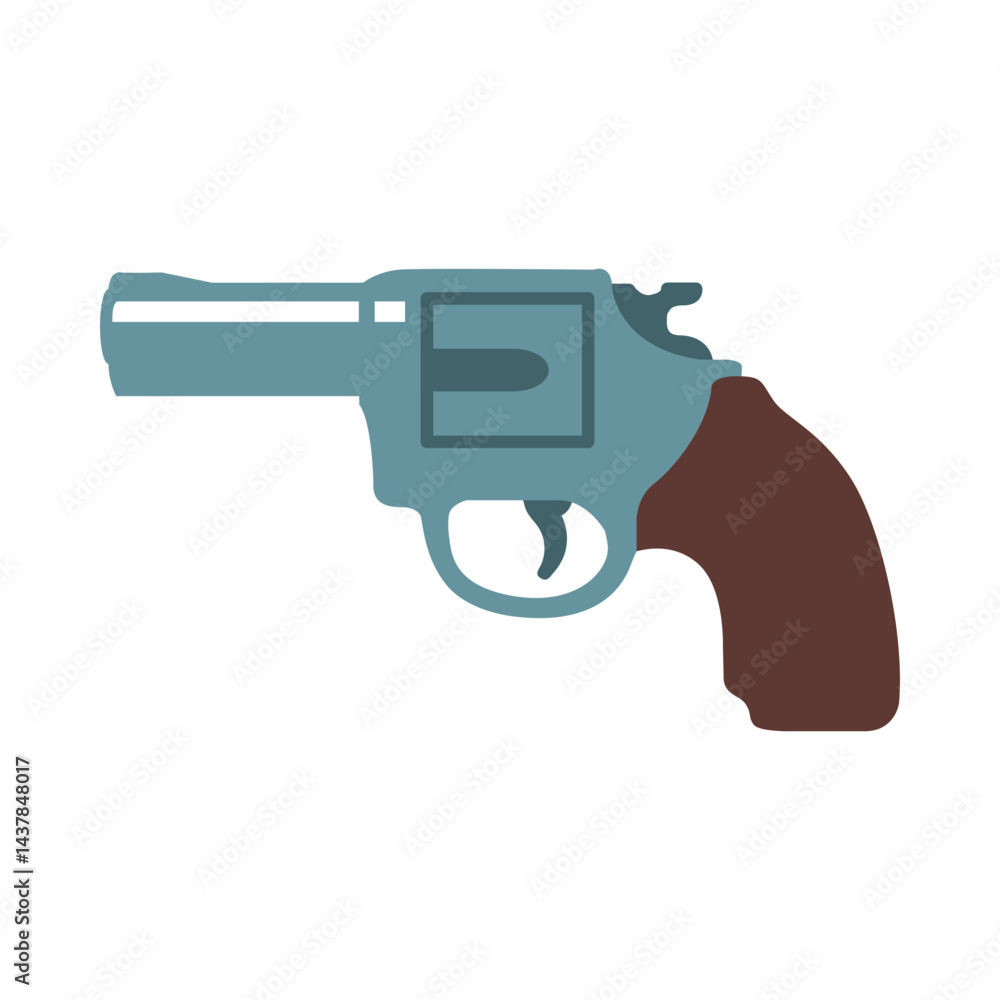 Fototapeta premium Revolver Clipart, Cartoon Revolver Isolated on White Background