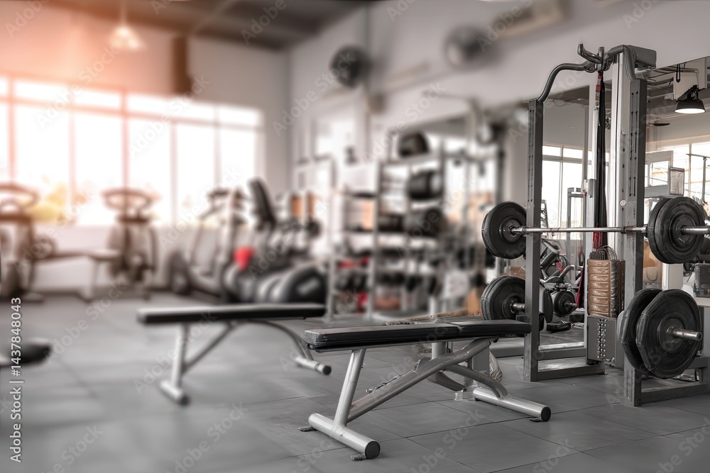 Modern gym interior with fitness equipment Modern gym interior with fitness equipment