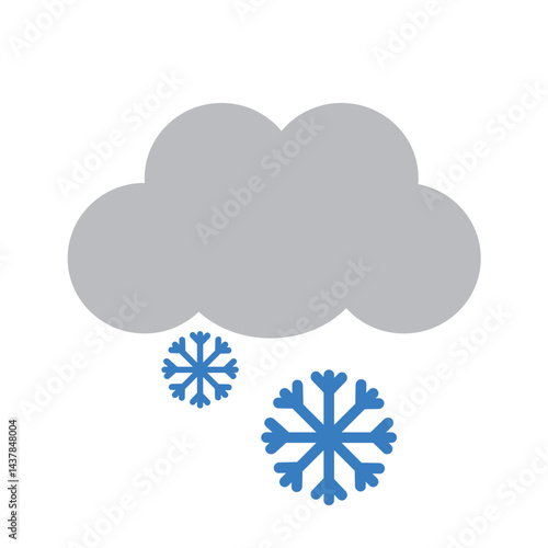 天気　雲と雪降るアイコン　カラー