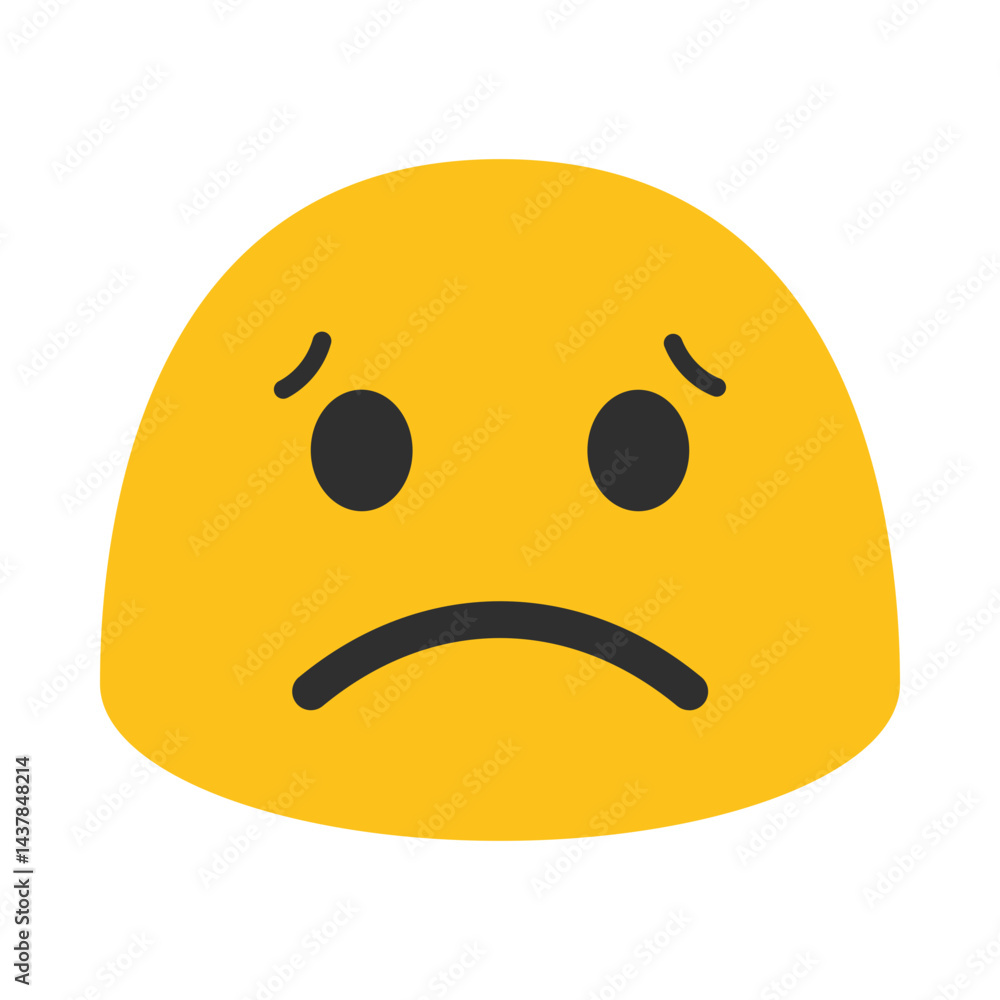 Fototapeta premium Worried face emoji illustration, clipart, isolated on white background