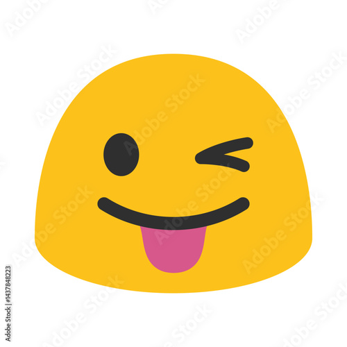 Playful winking emoji illustration, clipart, isolated on white background