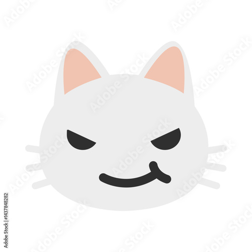 Wry face cat emoji illustration, clipart, isolated on white background