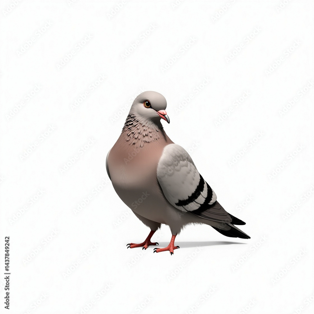 Fototapeta premium White-and-brown pigeon isolated on white background