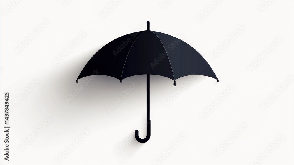 Black umbrella, rain protection, white background, simple design, website graphic Black umbrella, rain protection, white background, simple design, website graphic
