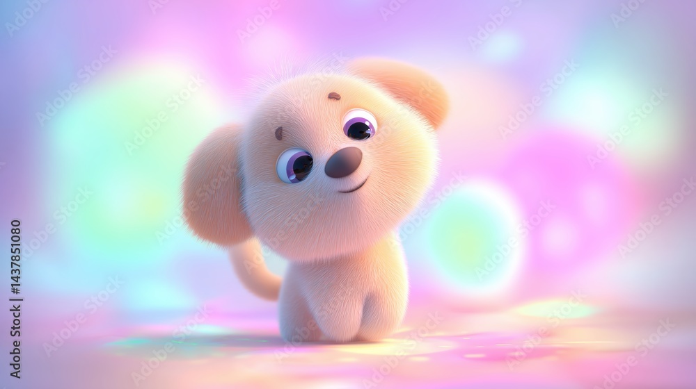 Fototapeta premium Playful Pastel Puppy With Dreamy Eyes