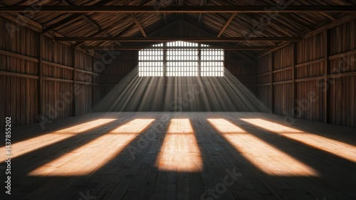 Wallpaper Mural Sunbeams Illuminate Rustic Wooden Barn Interior Glowing Light Rays Across Aged Floorboards Torontodigital.ca