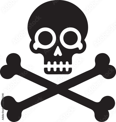 Warning Skull and Crossbones Silhouette Vector