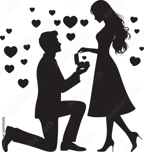 Romantic Proposal Silhouette Art for Valentine