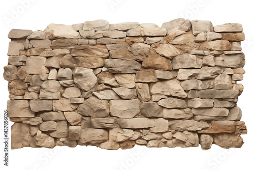A stone wall made of light brown rocks stacked unevenly in a random pattern transparent background png