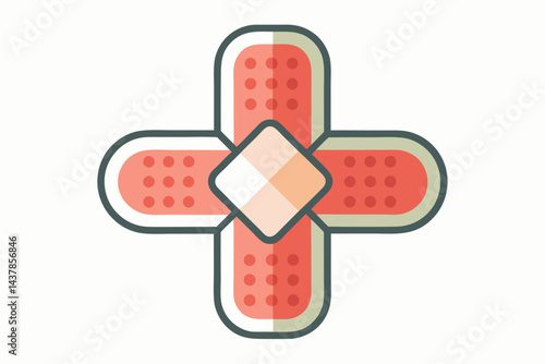 Clean Bandage or Plaster Icon with Cross