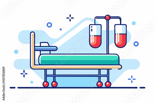 Clean Hospital Bed with IV Drip Stand Icon