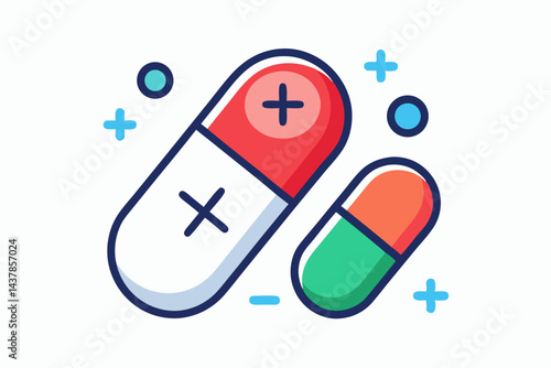 Neat Medical Capsule and Pill Icon Combination