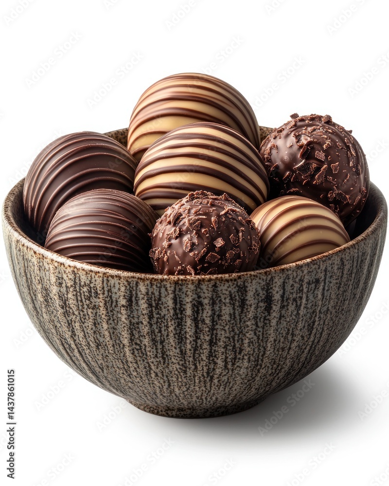 Assorted chocolate truffles in a bowl Assorted chocolate truffles in a bowl