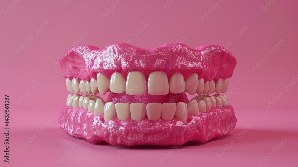 Fototapeta premium 3d rendering of bright white teeth and gums highlighting oral health and hygiene benefits