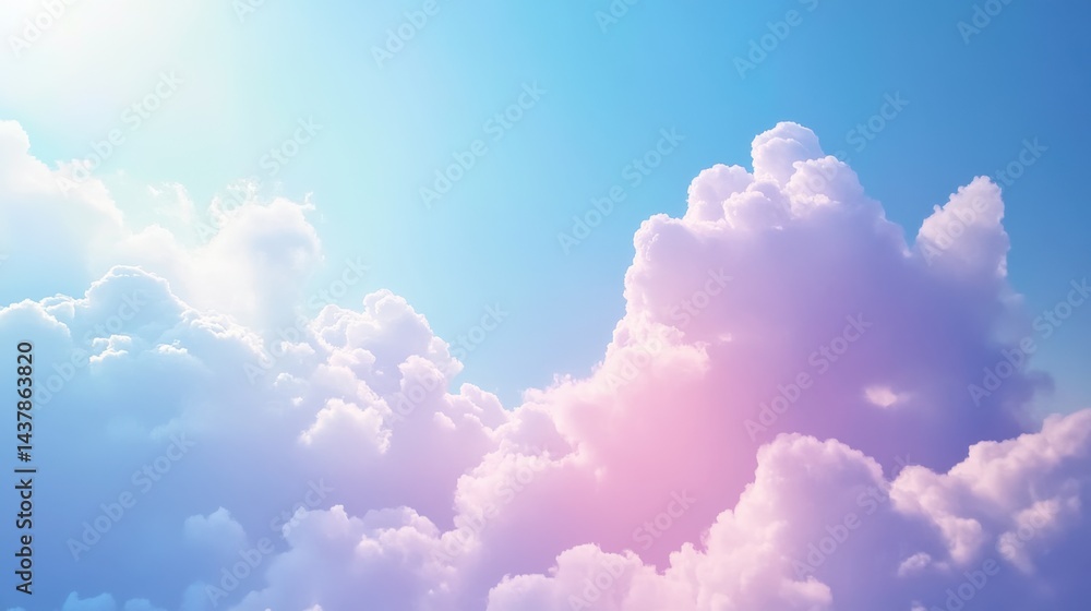Fototapeta premium Abstract colorful cloudscape with surreal pastels representing creativity and wonder for