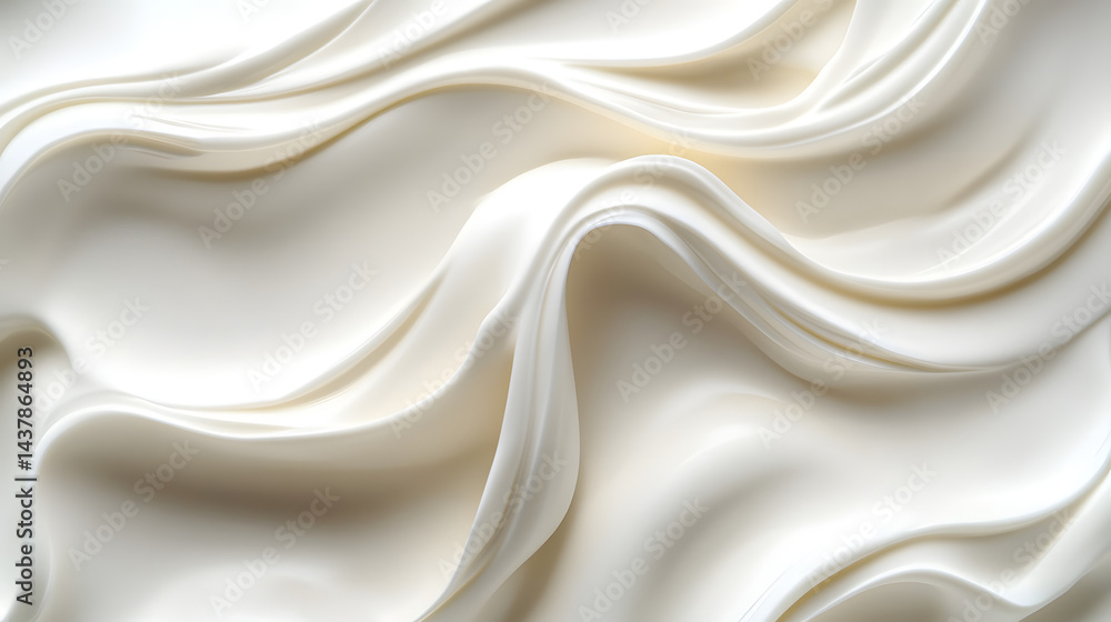 Fototapeta premium Flowing white satin fabric studio setting textural photography soft light horizontal perspective