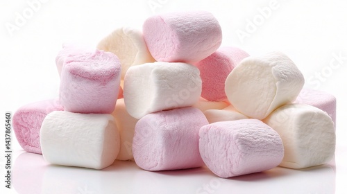 Fluffy Mixed Pink and White Marshmallows Piled Gracefully Together