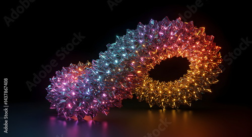 Abstract Crystal Mask With Vibrant Neon Lights On A Dark Background