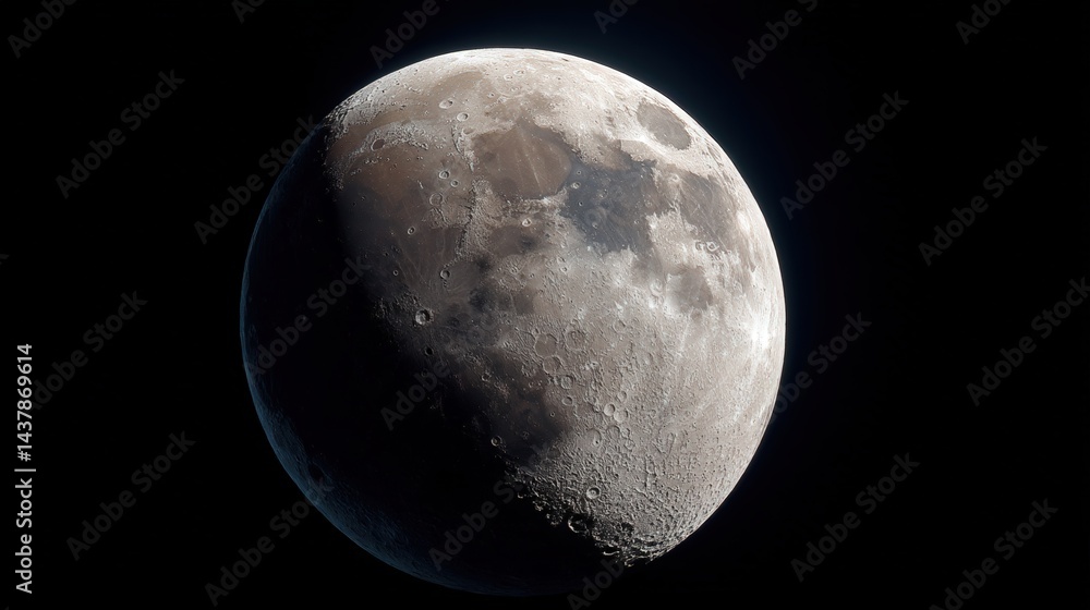 Fototapeta premium Observing the gibbous moon night sky photography low resolution celestial view realistic concept