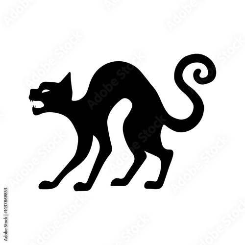 Obraz na płótnie Scary Halloween cat silhouette. Cartoon black cat 3 w salonie