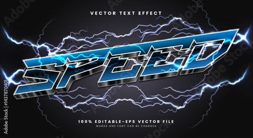 Speed 3D editable text effect Template Suitable for sport and Thunder text style
