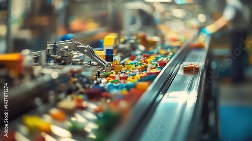 Wallpaper Mural Robotic arm sorts blocks on assembly line Torontodigital.ca