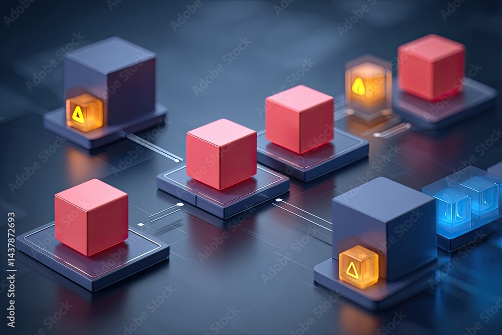 Obraz premium Networked 3D Cubes