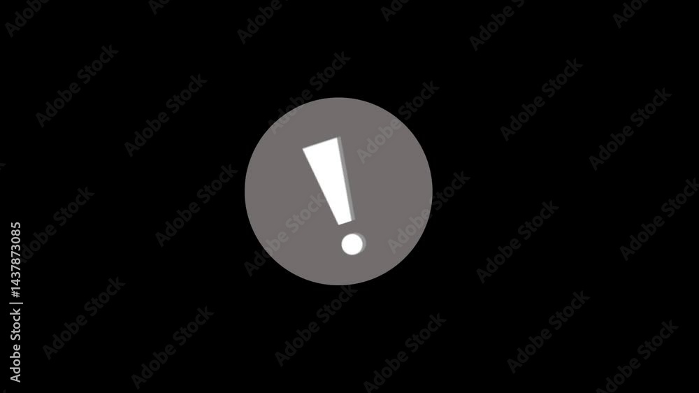 exclamation mark animation on dark screen. exclamation loop warning ...