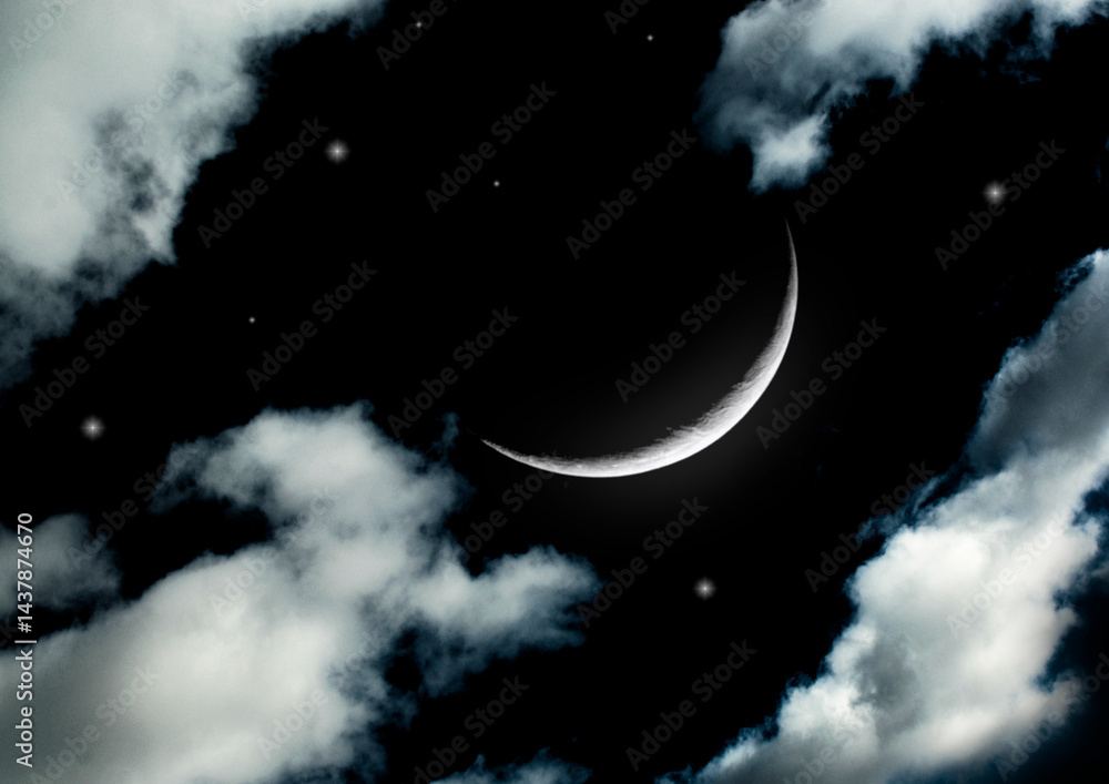 The moon in the night sky