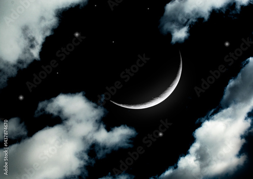 Obraz na płótnie The moon in the night sky w salonie