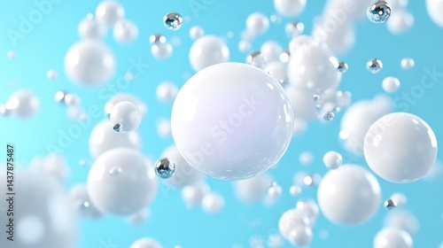 Abstract spheres,  light,  floating,  geometric,  3D,  design,  modern,  shapes,  clean,  background,  digital