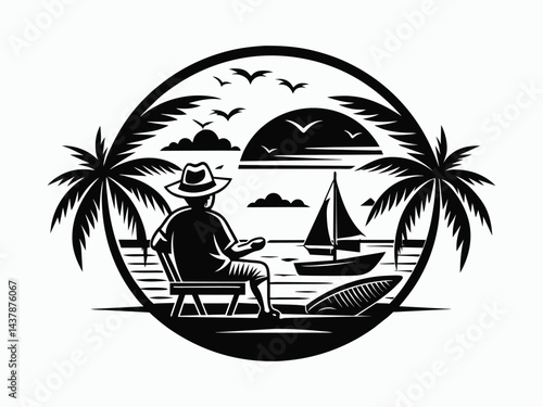 Tropical island beach with palm trees under the summer sun